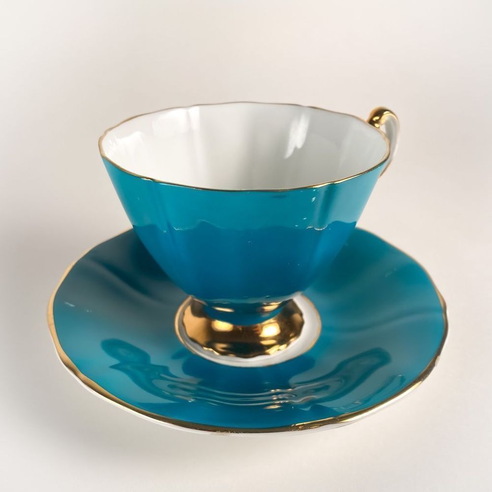 Vintage Adderley Teal and Gold Teacup